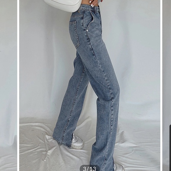 Classic Straight leg Jeans w/ Slit - Picture 3 of 5